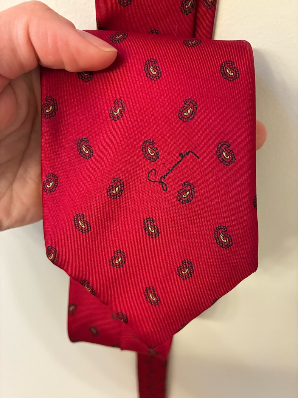 Givenchy Red Paisley Silk Tie with Signature Detail